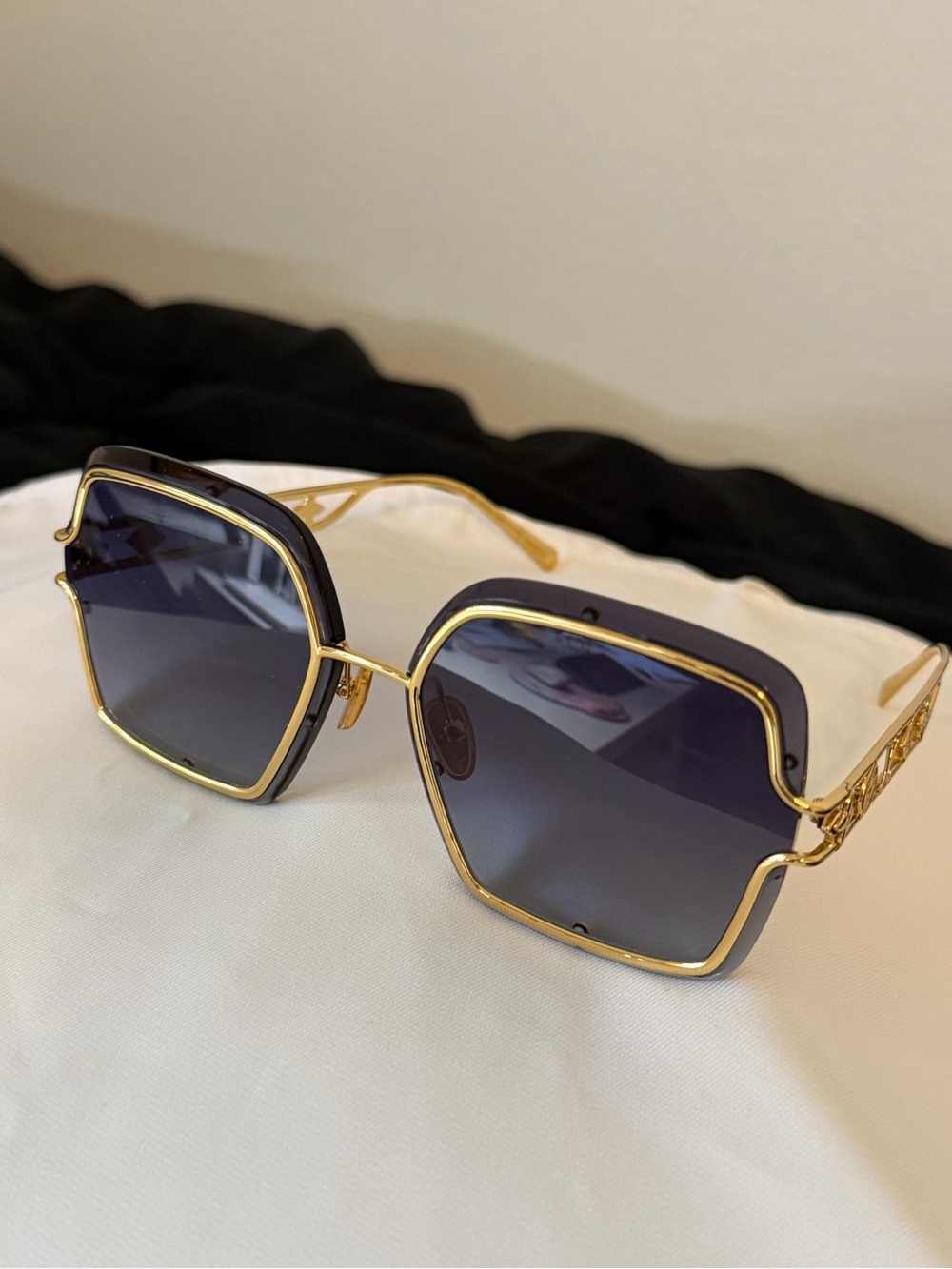 Louis Vuitton Gold Frame Purple Blue Gradient Square Sunglasses - Women's